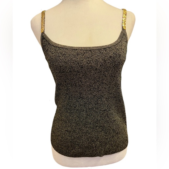 Michelle Antonelli Tops - NWOT MICHELLE ANTONELLI womens M silk blend black metallic tank top